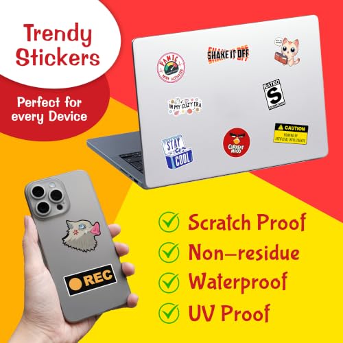 Image of 70 PCS Premium Vinyl Random Stickers Pack for Laptop, Water Bottle, Mobile, Bike, Scrapbook & Journal | Waterproof, Residue Free, Shiny Finish Decals for Kids, Teens & Adults