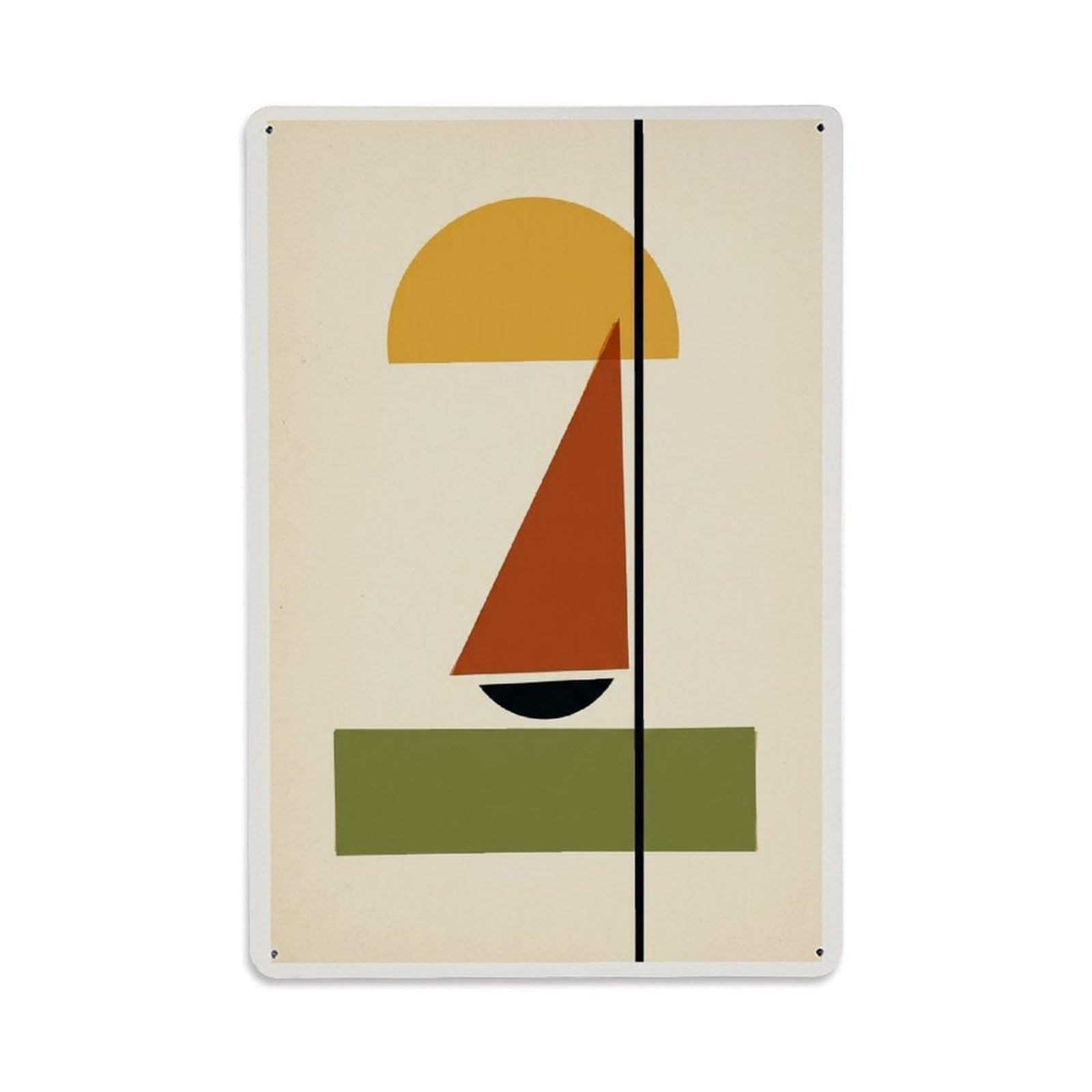 Rounded Forms Harbor Sailboat Retro Nautical Blocks Metal Tin Sign Plaque Wall Decor for Cafe, Man Cave, Club Bar, Office, Home Garden Round Metal Poster 8x12Inch