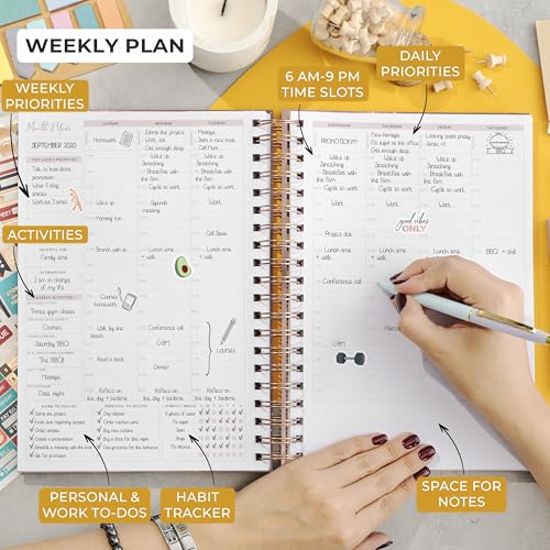 Image of PLANBERRY Large Hourly Schedule Planner Premium - Undated Organizer for Productivity, Time Management & Budget, 8x10.4″ (Rose Gold)