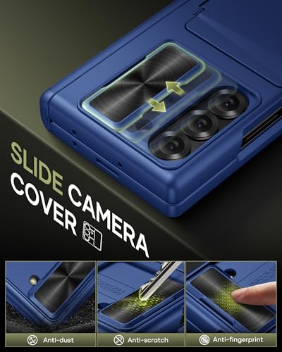 Image of for Samsung Galaxy Z Fold 6 Case with Card Holder & Hinge Protection, Built-in Screen Protector & Camera Cover, Sturdy Durable Protective Multifunctional Wallet Phone Case for Z Fold 6 5G, Blue
