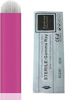 Guapa Microblading Tattoo Needles Pink U18 Microblading Blade 0.18mm U Shape 18 Pins Manual Tattoo Needles for Eyebrow Permanent Makeup (50pcs)