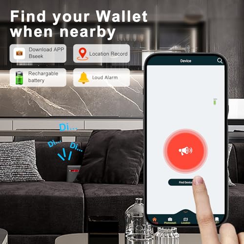 Mens Wallet Tracker Work for Anroid Device, Smart Wallet for Men WIth Tracker (Android, Carbon Black)2