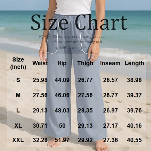Wide Leg Pants for Women Gradient Elastic High Waist Large Pockets Patchwork Edge Pant Loose Lounge Trousers4
