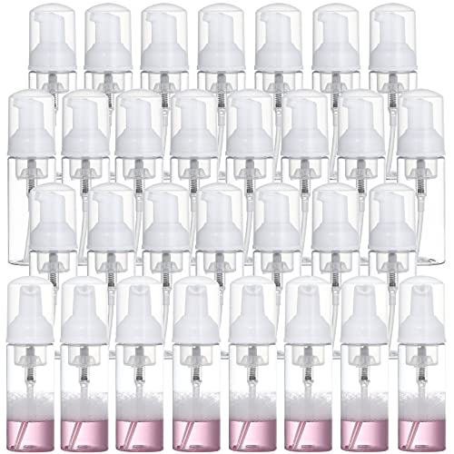 30Pcs 60ML/2oz Plastic Foamer Pump Bottle Clear Portable Foam Dispenser Travel Foaming Soap Pump Dispenser for Refillable Travel Hand Soap Foaming, Shampoo,Cosmetics Packaging,Castile