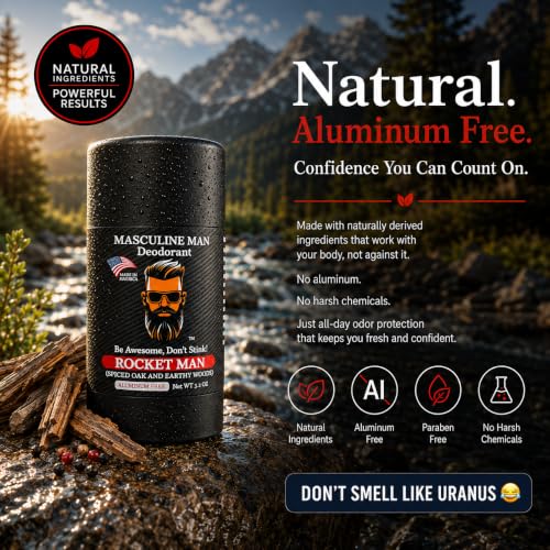 Image of Deodorant for Men - Aluminum Free Mens Deodorant - Natural Deodorants - Sweat Protection for Underarm - Stain-Free Stick Deodorants - Made in USA, 3.2oz (Pack of 4, The Box)