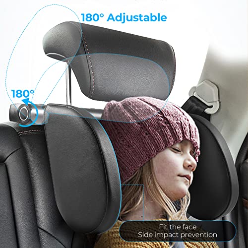 Oderra Reposacabezas Coche Niño, Reposa Cabezas para Coche con Caja de Aroma y Gancho, Reposacabezas de Coche Retráctil y Extraíble para Dormir en el Coche, para Niños y Adultos