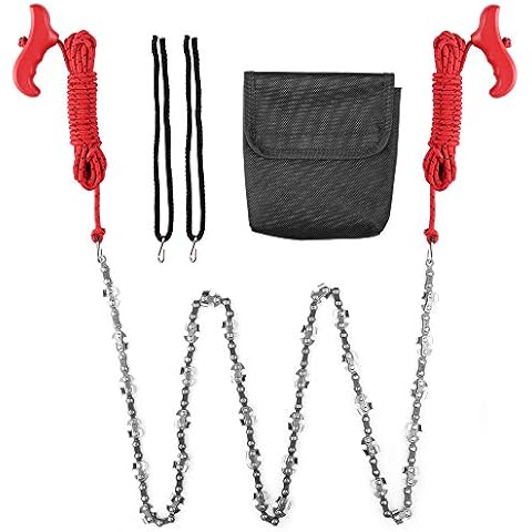Hand Chain Saw for High Limb Tree Branch with 50 Inch Long Chainsaw 34 Blades on Double Sides and Two 5M Ropes, Easy for Cutting High Branch Upon 7M, Perfect Survivalist Tool & Camping Garden Gear. Cover