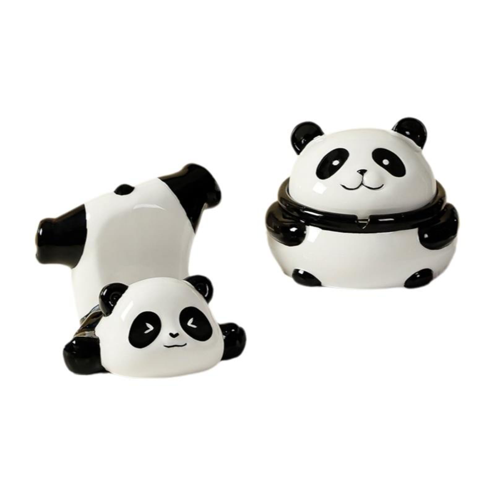 Panda Ashtray, Ceramic with Lid, Cute Decor, Dustproof, Home Office NaughtyPH+Ashtray-image-35