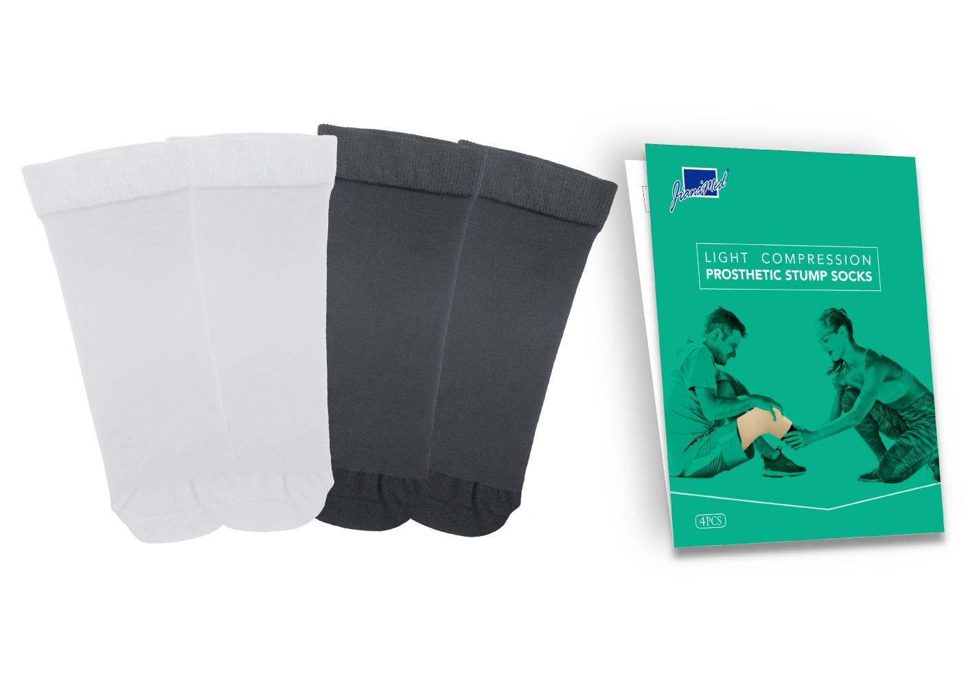 Prosthetic Stump Socks – AK, 1 PLY, Light Compression, Moisture Control, Sensitive Skin, Amputee Socks, Daily use, Breathable, Taiwan Excellence, 4 PCS