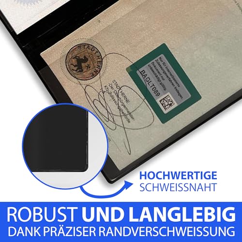 \KFZ Dokumentenhülle von GHADA – Stabiles 2-Fach PVC-Etui für Fahrzeugschein – Kartenhülle mit hoher Qualität – Deutsche Herstellung – Schwarz