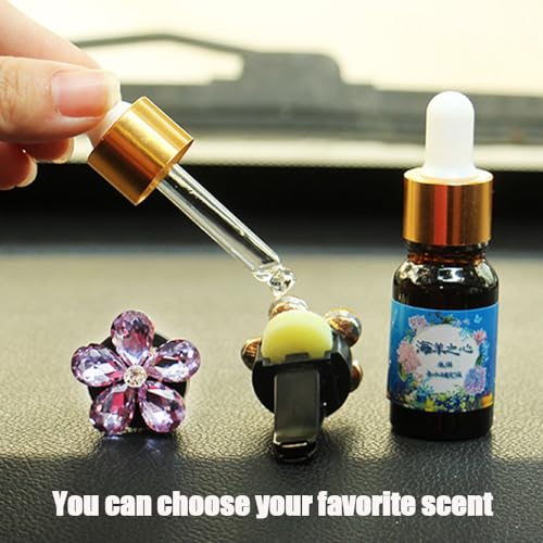 Image of 2 Pack Car Vent Clip Bling Car Accessories,Crystal Frog and Flower Car Vent Clip Air Freshener,Car Diffuser Vent Clip Diamond Car Decoration Car Essentials for Women (Green)