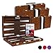 Get The Games Out Top Backgammon Set - Classic Board Game Case - Best Strategy & Tip Guide - Available in Small, Medium and Large Sizes (Brown, Large)