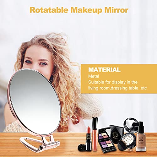Espejo portátil de mano doble cara para maquillaje miniatura 3