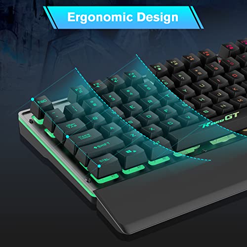 Gaming-KeyboardRaceGT-Rainbow-Backlit-Wired-Keyboard-Mechanical-Felling-104-Keys-Full-Size-with-Wrist-RestSplash-Proof-Design-Compatible-for-Computer-PC-Laptop-Xbox