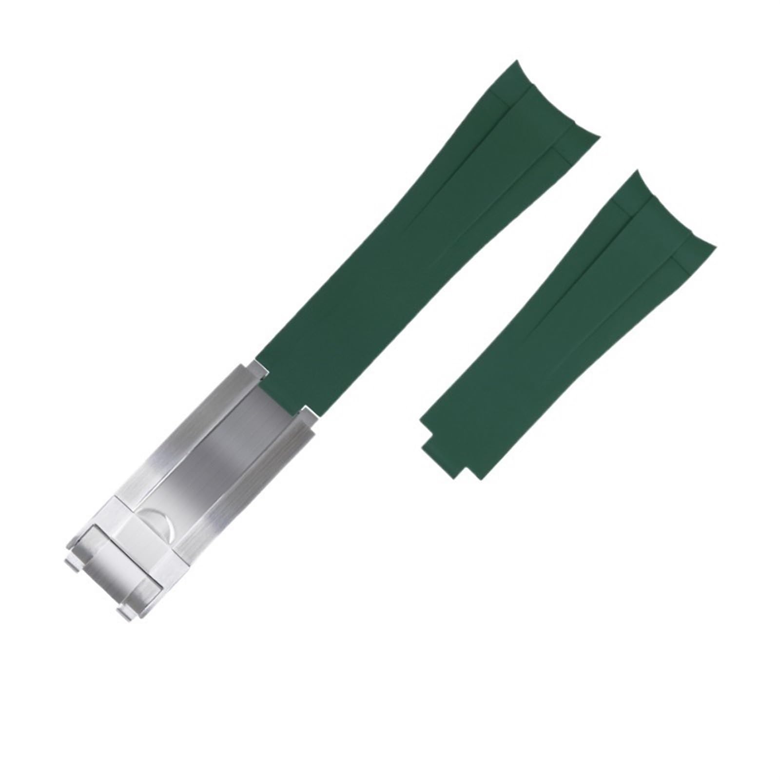 20-mm-Uhrenarmbänder aus Fluorkautschuk mit gebogenem Ende für verlängertes Uhrenarmband aus Naturkautschuk mit Glide-Schnalle