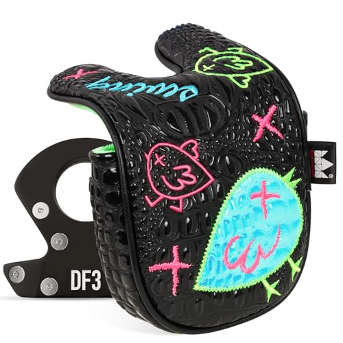 Craftsman Golf DF3 Putter Cover Golf Headcover Fits for LAB DF3 Birdie Design Funny Driver Mallet Putter Headcover Black Golf Club Head Cover