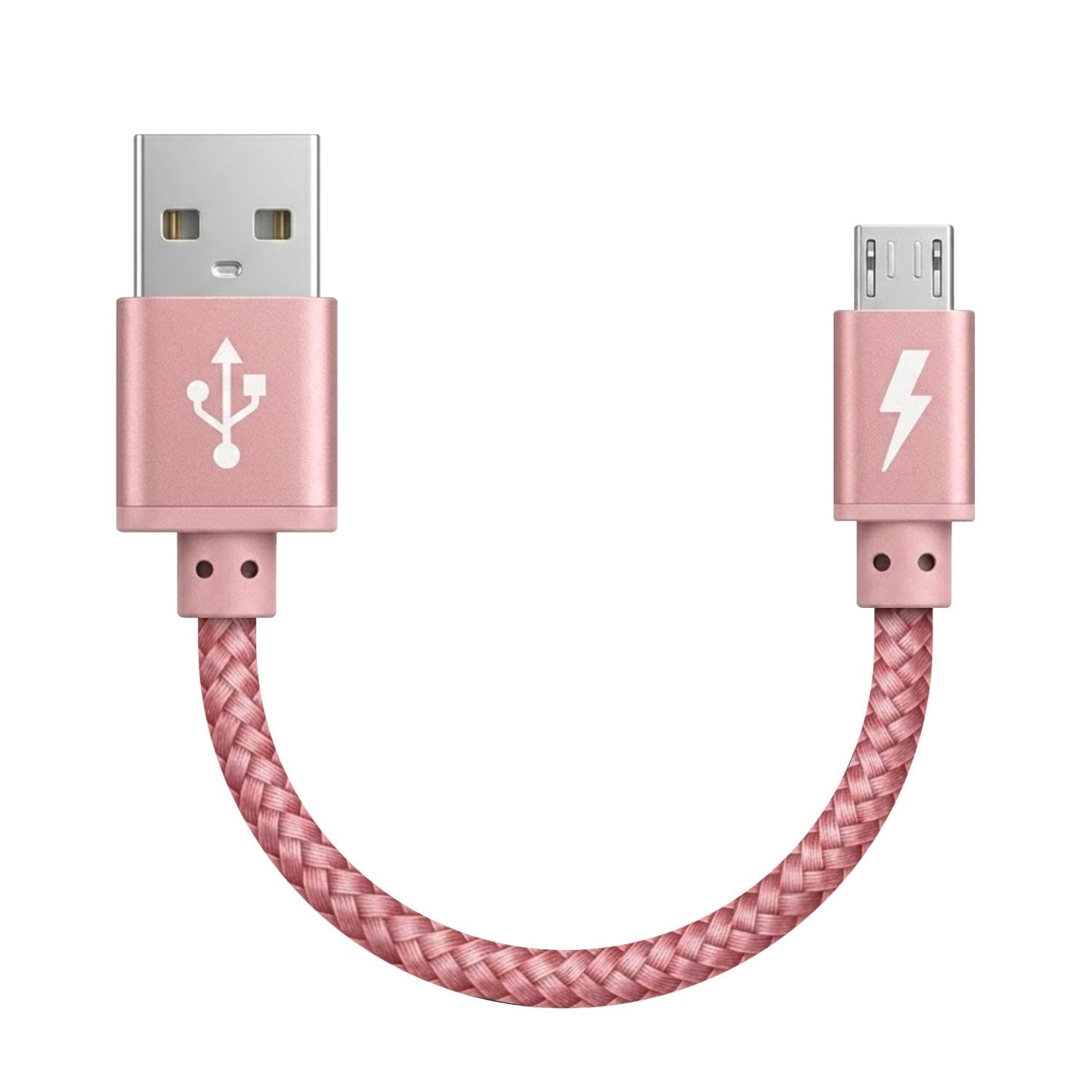 iSOUL Micro USB Cable, Rose Gold 10cm Android Charger Cable 2.4A Nylon Braided Fast Charging Cables for PS4, Samsung Galaxy S7 S6 S5 J7 J5 J6 J3, Note, LG, Nexus, Nokia, Xbox, HTC,Sony, Kindle Fire
