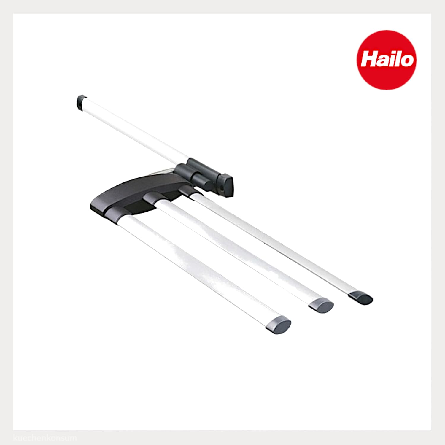 Hailo Handtuchhalter 3133101 | Secco Alu Line | Aluminium Handtuchtrockner | 3-armig | Schwenkbar & Ausziehbar | Platzsparend | Hochwertige Handtuchstange für Bad & Küche | Wand- und Seitenwandmontage