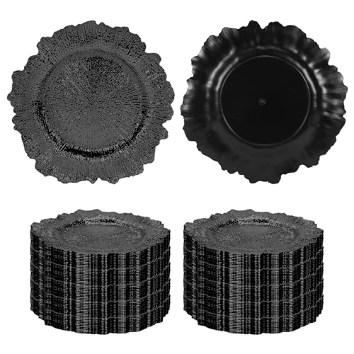 100 Platos Plásticos Rizados Reutilizables 12 in