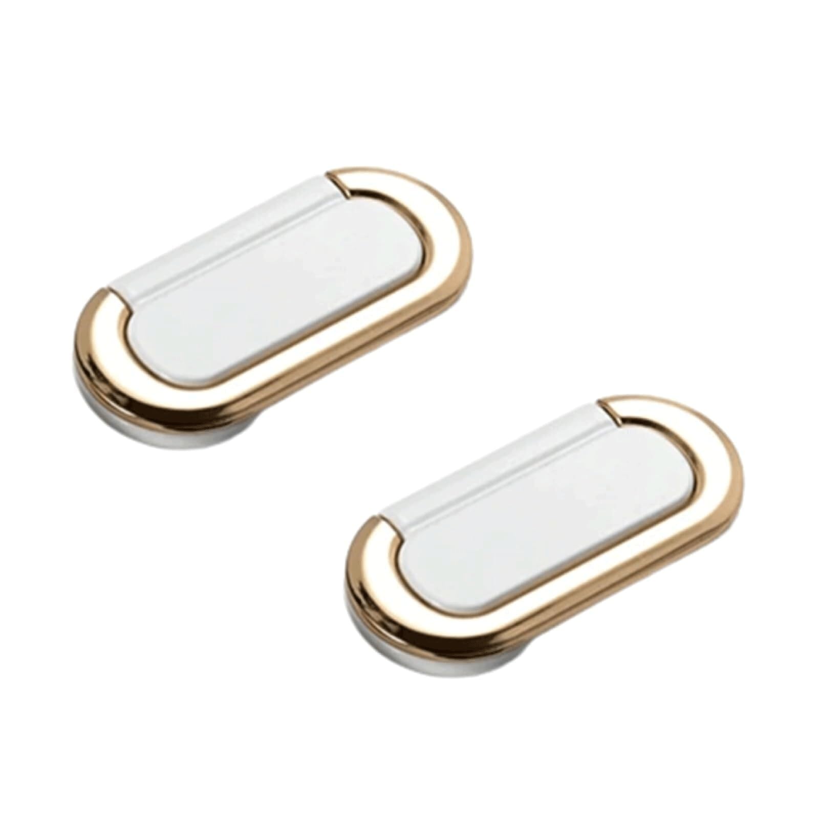 LCANALLYMS Kitchen Cabinet Handles, 2 Pcs Flush Cabinet Pulls with Screws, Modern Recessed Hidden Finger Handles for Closet Cupboard Dresser Drawer(White)