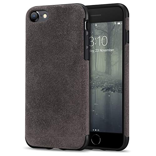 TENDLIN Kompatybilny z iPhone SE 2020 etui / iPhone 8 / etui do iPhone 7 wykonane z materiału Alcantara z hybrydowym wygodnym smukłym etui (brązowym)