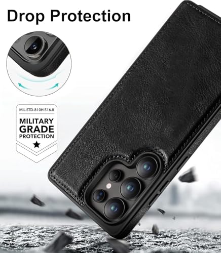 Image of MOBILOVE PU Leather Flexible Back Case Cover for | Samsung Galaxy S25 Ultra 5G (Black)