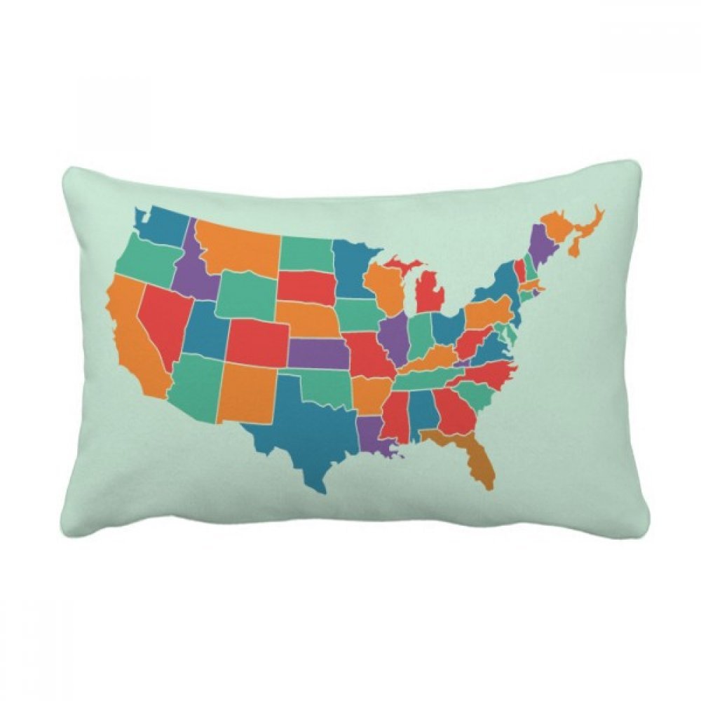 Coussin lombaire carte d'Amérique multicolore 40x60 cm pour déco canapé salon