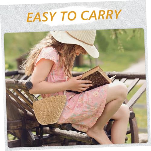 LIFKOME Straw Handbag for Children Woven Tote Bag Mini Beach Toy Bag Adorable Coin Purse 6