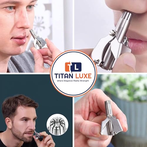 Image of Stainless Steel Manual Nose Hair Trimmer for Men and Women | Manual Nose and Ear Hair Trimmer | Nose Clippers, 360 Rotating Hair Trimmers | Washable Nosehair Remover - Pack of 3