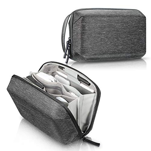 SITHON Tech Pouch Electronics Organizer, Water Resistant Travel Cable Management Electronic Accessories Case Storage Bag w/Shoulder Strap for Phone, Charger, USB Cable, Power Bank, Game Cards, Black