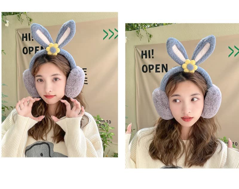 Women Rabbit Earmuffs Girls Cute Outdoor Ear Warmers Winter Warm Adjustable Ear Covers Foldable Children Animal Earmuffs2