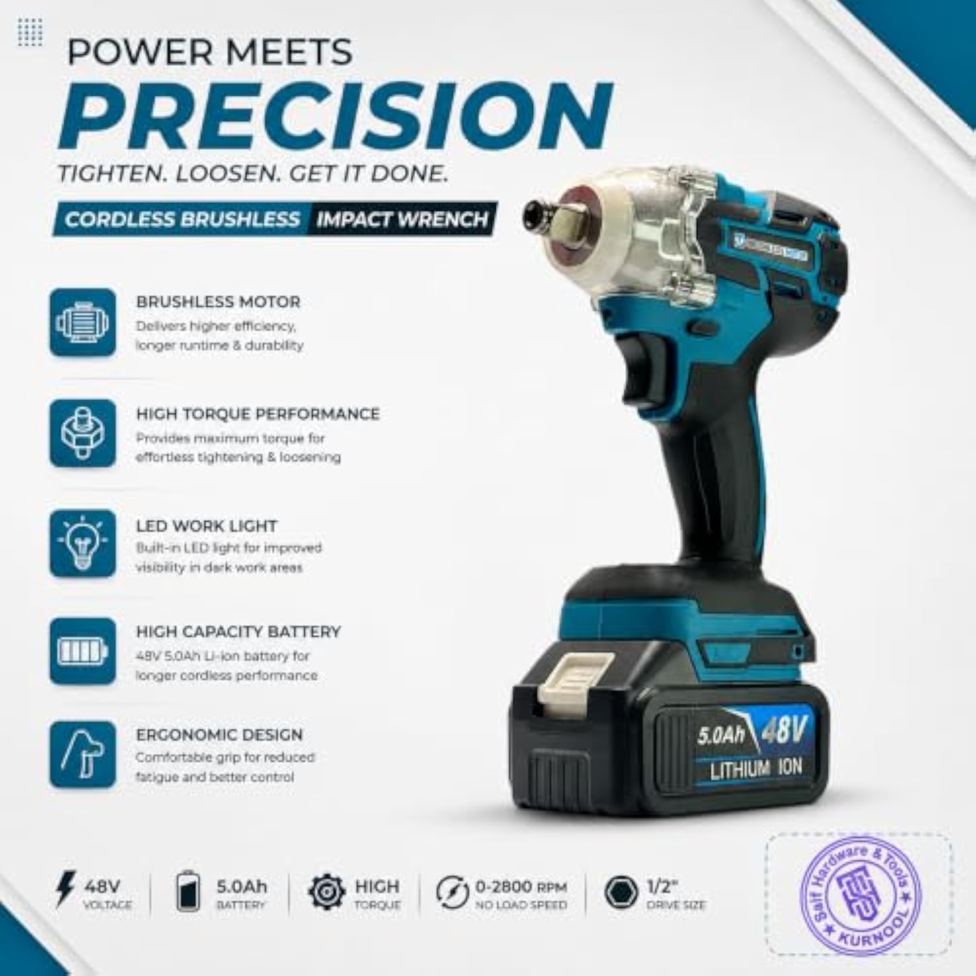 THOR Cordless Power Tool Combo Kit, 4-Tool Brushless Set