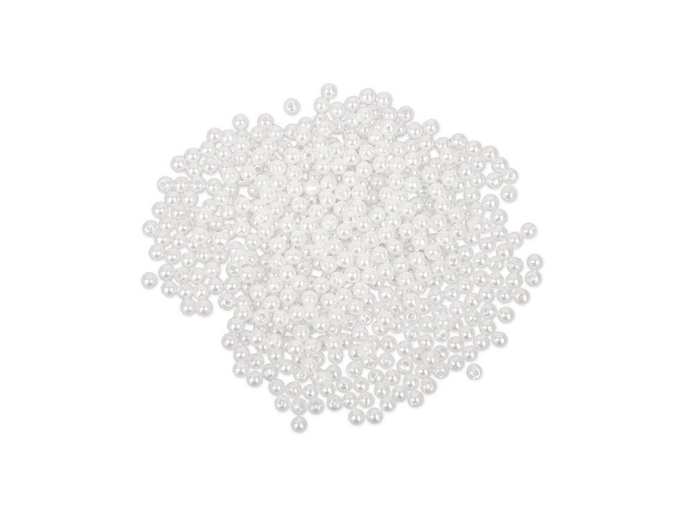 Craft Medley 480 Piece Acrylic Pearl Beads, 4mm, Sleek White