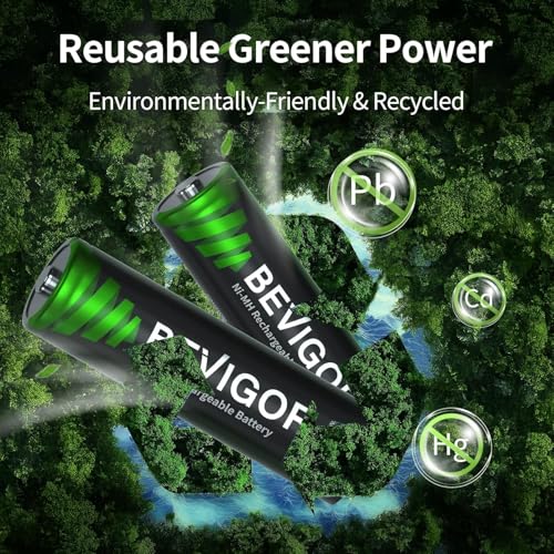 BEVIGOR AA Akkubatterien, 2800mAh 1.2V Akku hohe Kapazität AA NiMH wiederaufladbare Batterien, 8 Stück, vorgeladen – Ansicht 4