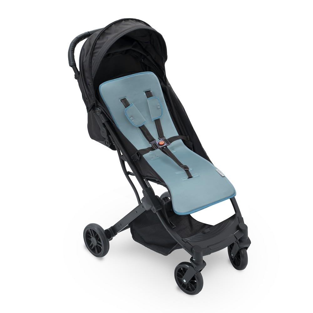 Interbaby Colchoneta Silla Paseo Universal para Verano | Transpirable y Cómoda | Funda Carro Bebe 100% Algodón, 84x34cm, Protectores para Arnés | Funda Silla Paseo Liso Verde