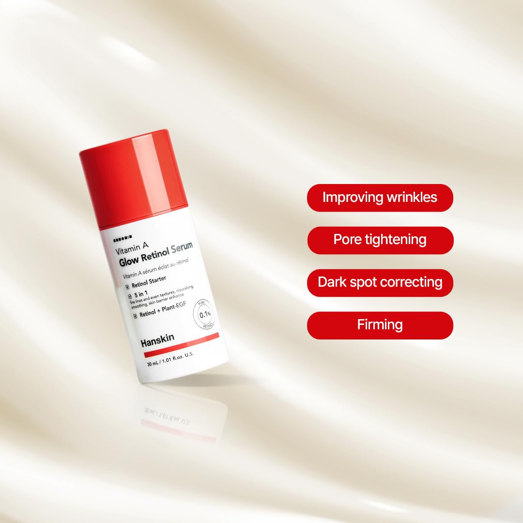 Hanskin 0.1% Pure Retinol Facial Serum for Beginners, Reduce Fine Lines & Wrinkle, Anti Aging Moisturizing Serum, For Smoothing Firming Revitalizing Radiant Glow Skin, Korean Skincare, 30ml/1.01 FL Oz