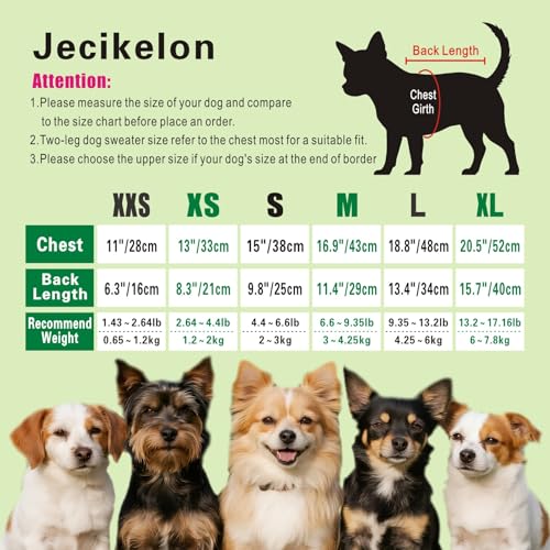 image for Jecikelon Winter Dog Hoodie Sweatshirts with Pockets Warm Dog Clothes 