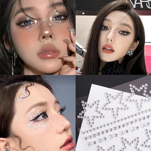 Image of NOOEPC Face Gems Hair Gems, Self-Adhesive Face Jewels Eye Jewels Rhinestones DIY Face Gems Stick on, Hair Body Rhinestones Gems Crystals Pearls for Face Eyes Makeup Body, Crafts
