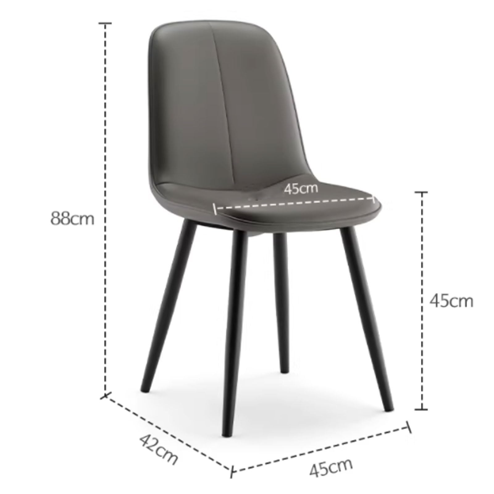 Sillas de Comedor de Respaldo Alto con Asiento ergonómico tapizado, Patas de Metal Negro, sillas auxiliares Modernas para Cocina y Sala de Estar.