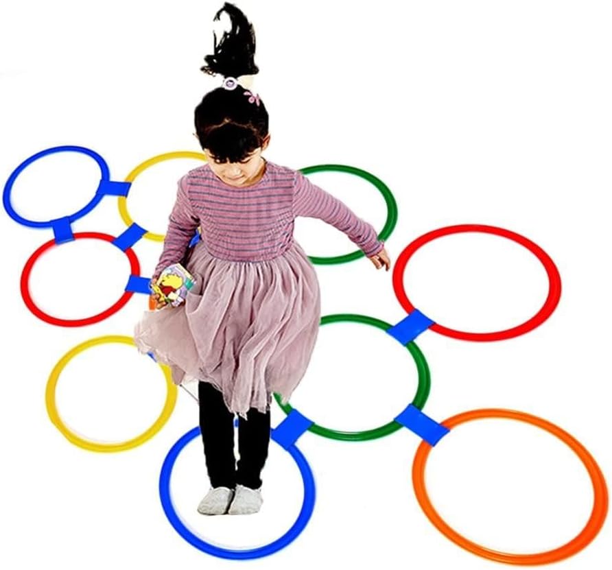 Hop Floor Hopscotch Ring Game, 10 Laps 10 Buckle Kids Balance Coordination Training Equipment, Kindergarten Sports Games