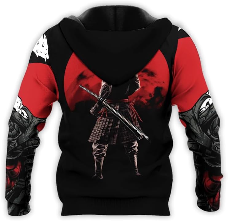 Samurai Men's Hoodie 3D Print Samurai Pullover Sweatshirts Unisex Long Sleeve Casual Hooded