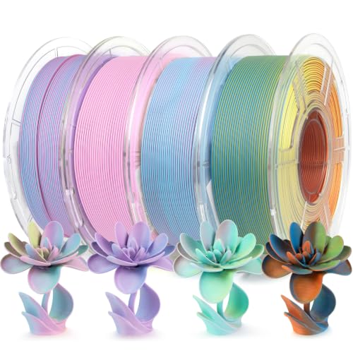 Image of iSANMATE Matte Tri Colors PLA Filament 1.75mm 4KG, 3-in-1 Color Rainbow Filament, Coextrusion 3D Filament (Fluorite,Moonstone,Rose Ouartz, Malachite)