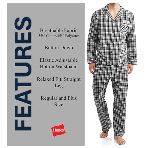 Image of Hanes Men's Woven Plain-Weave Pajama Set