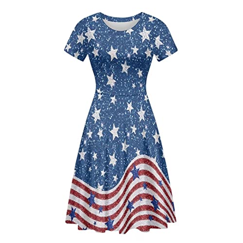 AFPANQZ Womens Casual Summer Lightweight Vintage Dress Short Sleeve Midi Dress Knee-Long Luxury Formal Dress4