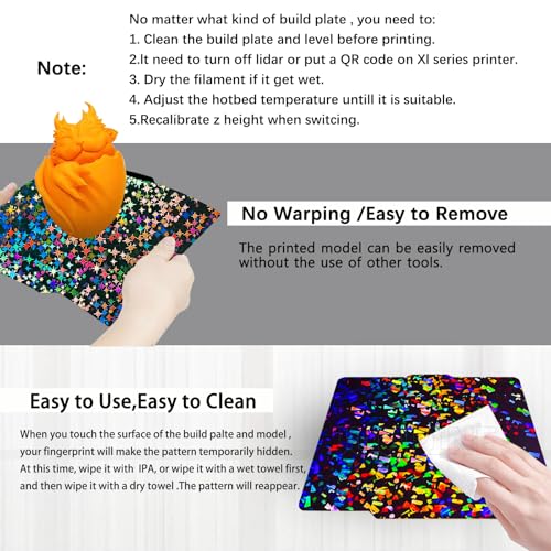 Image of Upgraded 257x257mm X2D Build Plate for Bambu Lab P2S X2D X1 X1C X1E P1P P1S A1,Double Sided Textured Flake+Galaxy Spring Steel Sheet Flexible Plate Heated Bed Platform for Bambu Lab 3D Printers
