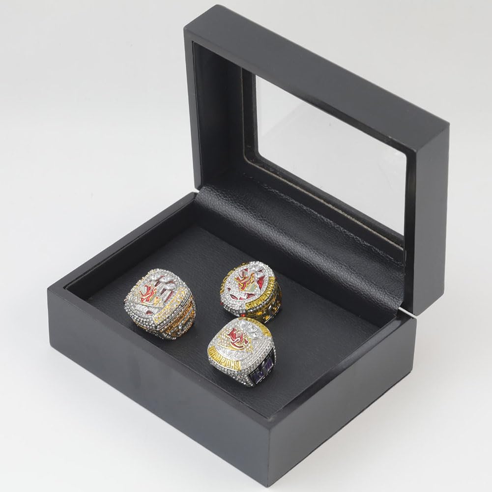 2019, 2022, 2023 Football Championship Ring-Set, Super Bowl KC Championship Ring mit Display-Box, Andenken, tolles Geschenk für Sportsammler und Fans