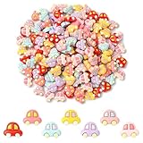 Airssory 200 Stück gemischte Farben, Cartoon-Auto-Harz-Cabochons, Fahrzeugtransport, flache Rückseite, Charms für Heimwerker, Schmuck, Verzierung, Handwerk, Schuhtasche, Telefon, Schlüsselanhänger