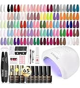 Rosalind 77PCS Gel Nail Polish Kit with U V Light, 60 Classic Gel Nails kit Base and Matte Glossy...