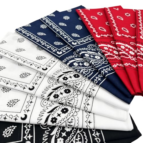 Vamqor 100% Cotton 10 Pack Fine Bandanas