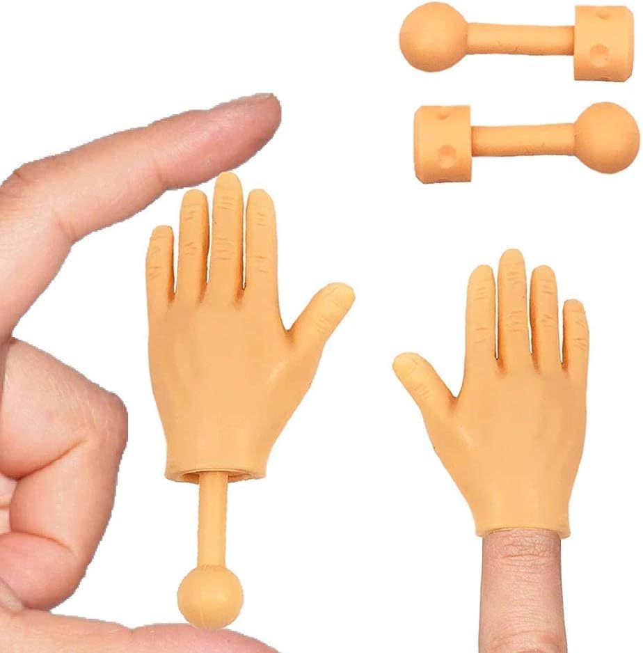 Small Hands on Sticks Little Finger with Holder Mini Left and Right Hand 2Pcs Game Prank Tiktok Toys for Children Pet Cats Games Party (2PCS)